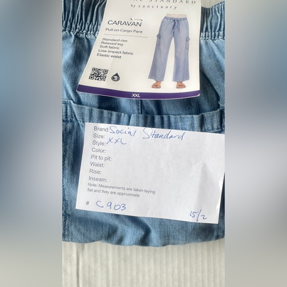 Sanctuary Caravan Coastal Blue Relaxed Cargo Pants Women's Size XXLarge - Picture 7 of 7